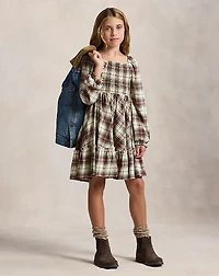 Plaid Ruffled Cotton Jersey Dress