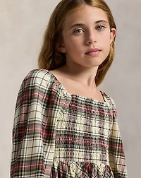 Plaid Ruffled Cotton Jersey Dress