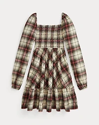 Plaid Ruffled Cotton Jersey Dress