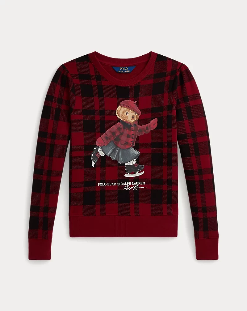Plaid Polo Bear Fleece Sweatshirt