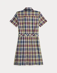 Plaid Cotton Wrap Dress