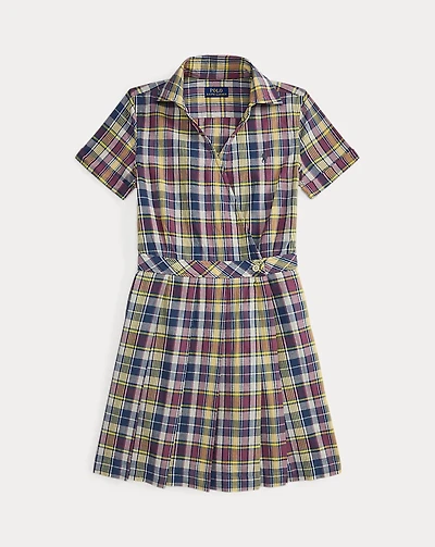 Plaid Cotton Wrap Dress