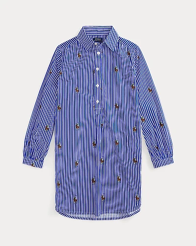 Polo Bear Striped Cotton Shirtdress