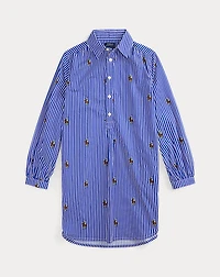 Polo Bear Striped Cotton Shirtdress