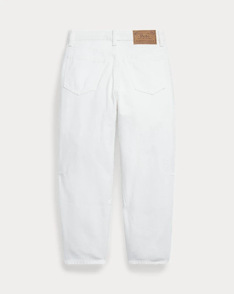 Curved Tapered Cotton Denim Jean