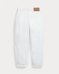 Curved Tapered Cotton Denim Jean