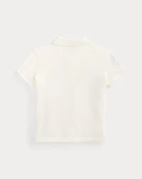 Boxy Big Pony Stretch Mesh Polo Shirt