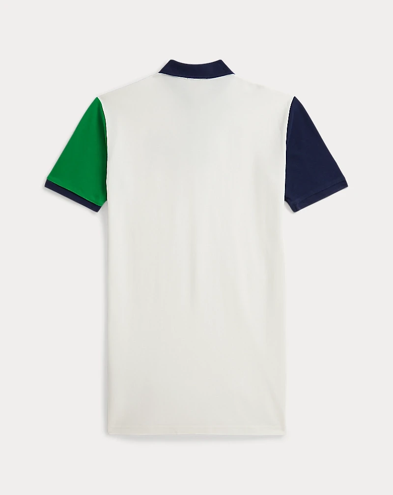 Color-Blocked Cotton Mesh Polo Dress
