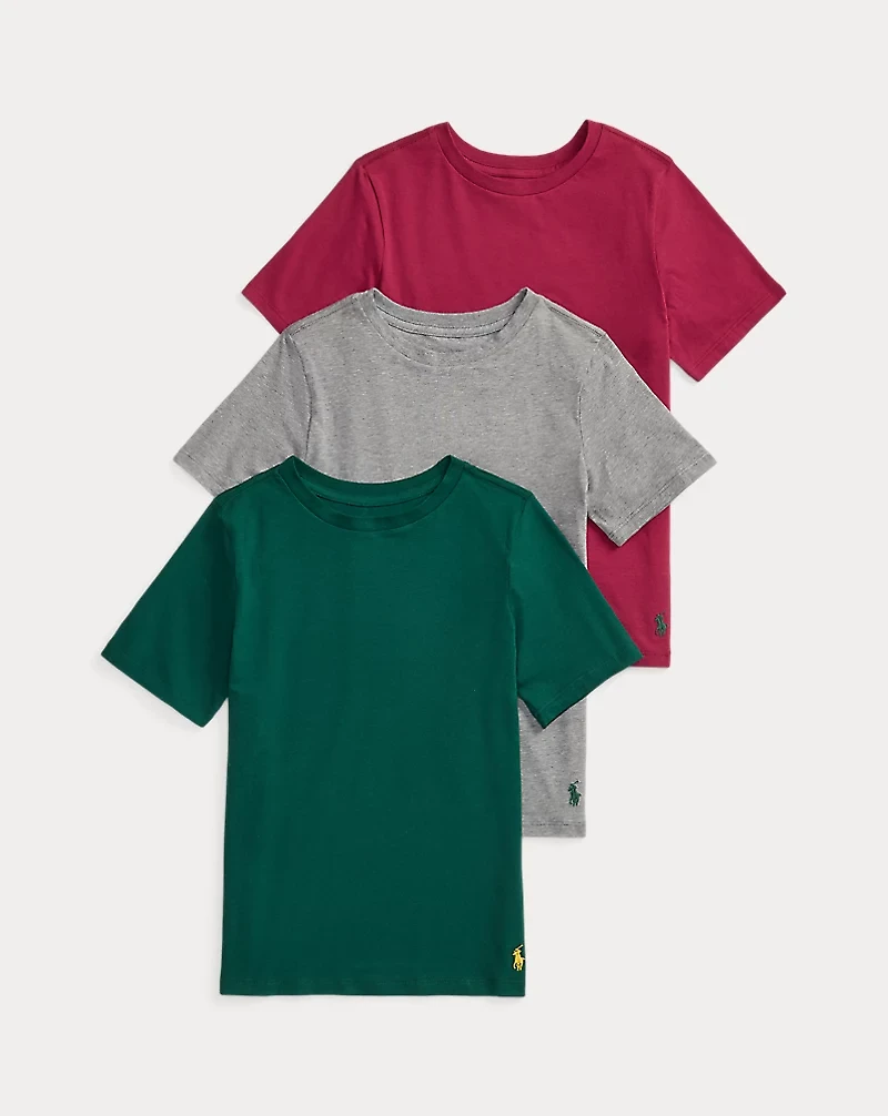 Stretch Cotton Jersey Crewneck 3-Pack