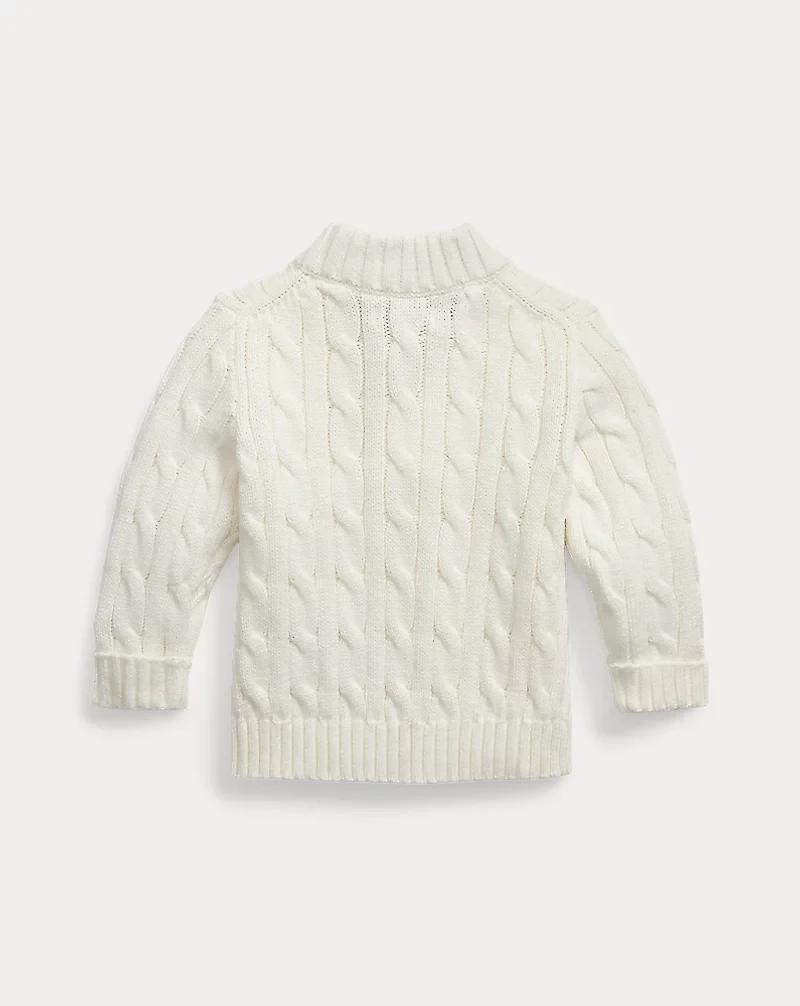 Cable-Knit Cotton Quarter-Zip Sweater