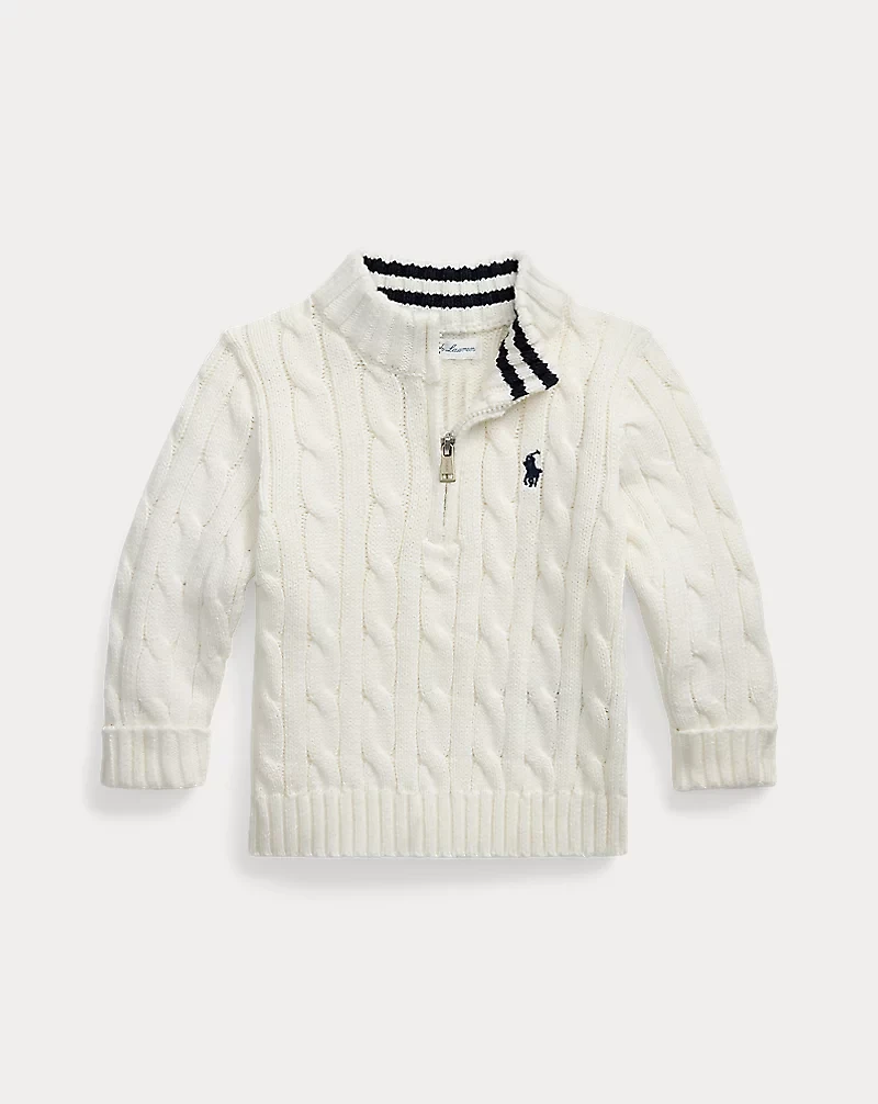 Cable-Knit Cotton Quarter-Zip Sweater