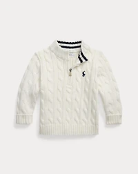 Cable-Knit Cotton Quarter-Zip Sweater