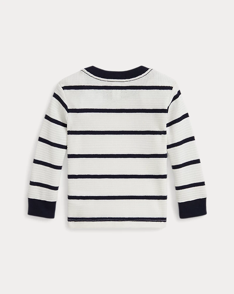 Striped Waffle Cotton Long-Sleeve Tee