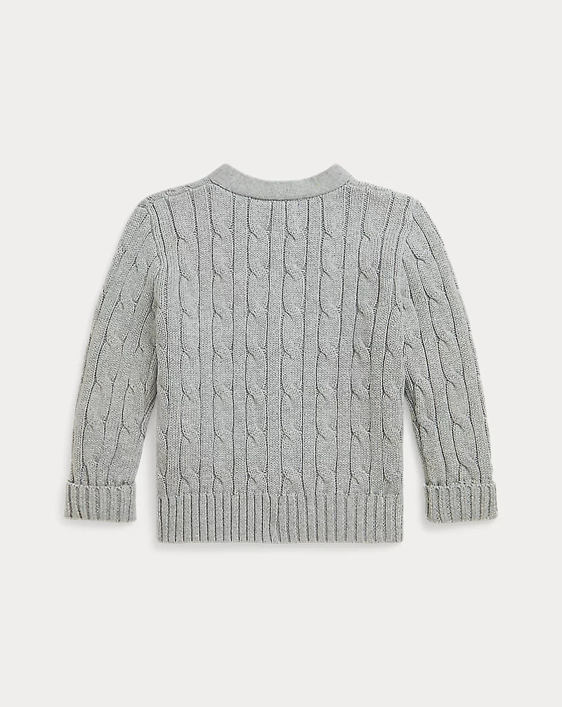 Cable-Knit Cotton V-Neck Cardigan