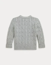 Cable-Knit Cotton V-Neck Cardigan