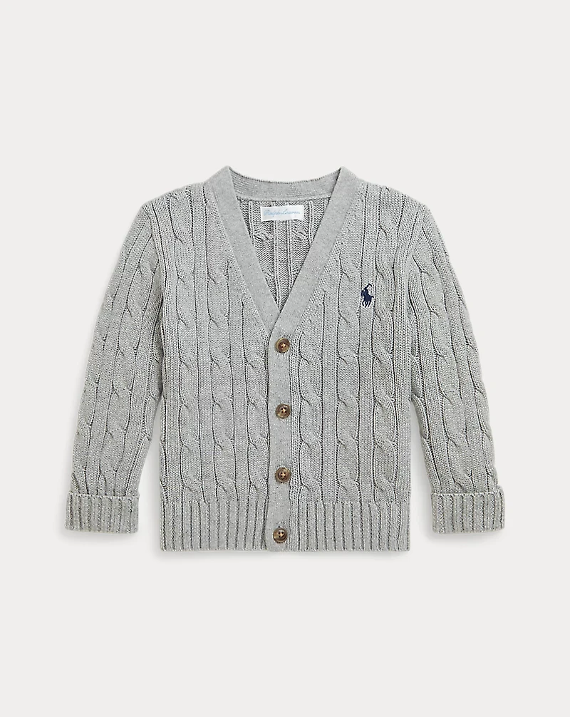 Cable-Knit Cotton V-Neck Cardigan