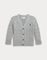Cable-Knit Cotton V-Neck Cardigan