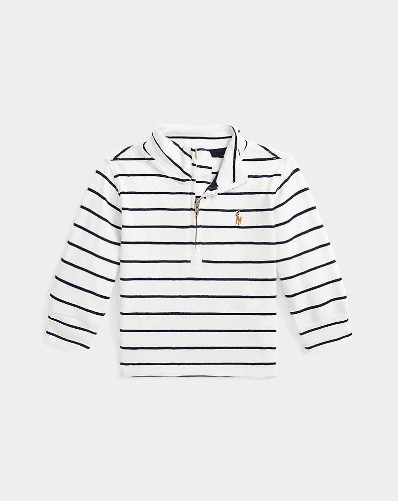 Striped Cotton Quarter-Zip Pullover