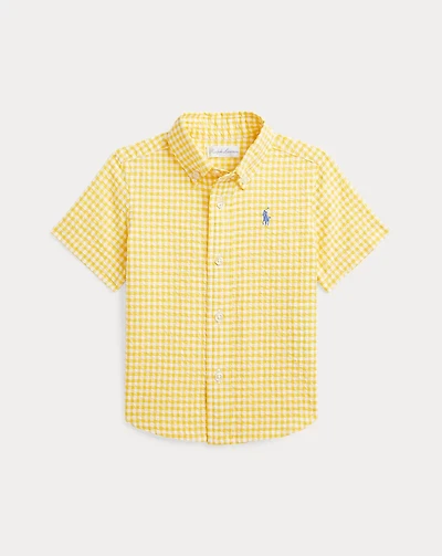 Gingham Seersucker Short-Sleeve Shirt