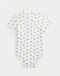 Crab-Print Soft Cotton Polo Bodysuit