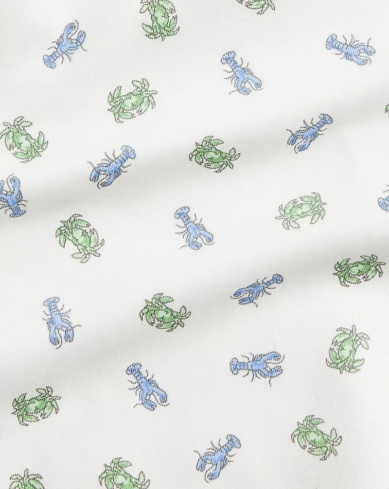 Crab-Print Soft Cotton Polo Bodysuit