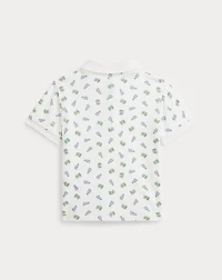 Crab-Print Soft Cotton Polo Shirt