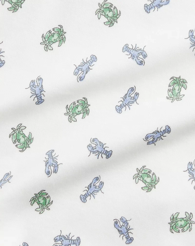 Crab-Print Soft Cotton Polo Shirt