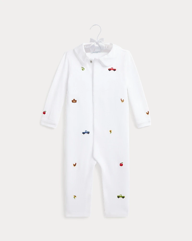 Embroidered Organic Cotton Coverall