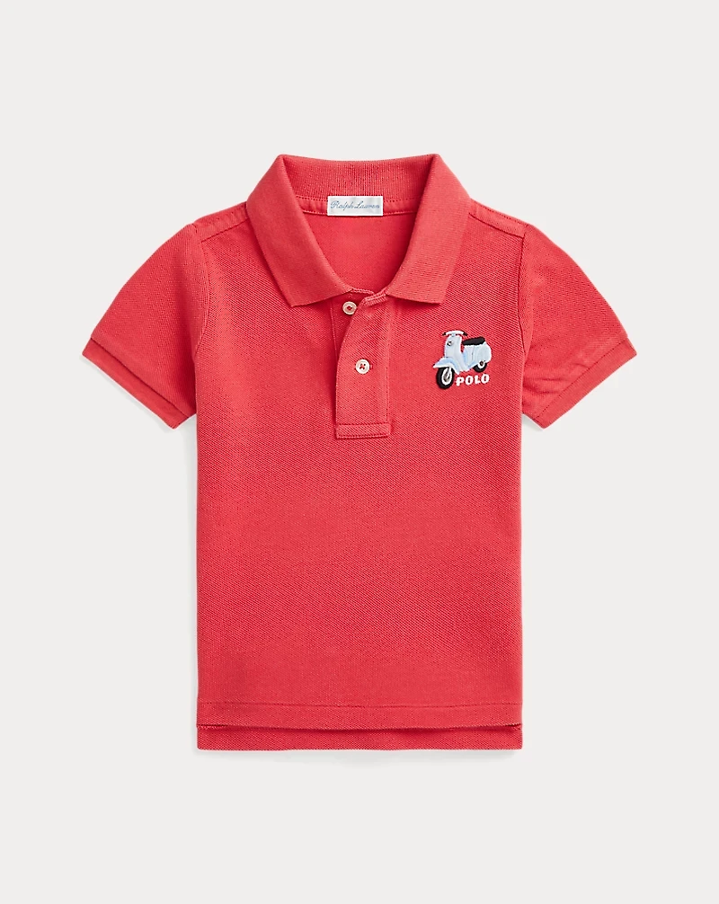 Scooter-Embroidered Cotton Polo Shirt