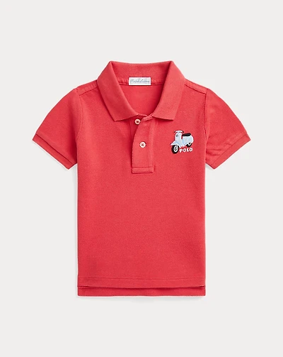 Scooter-Embroidered Cotton Polo Shirt