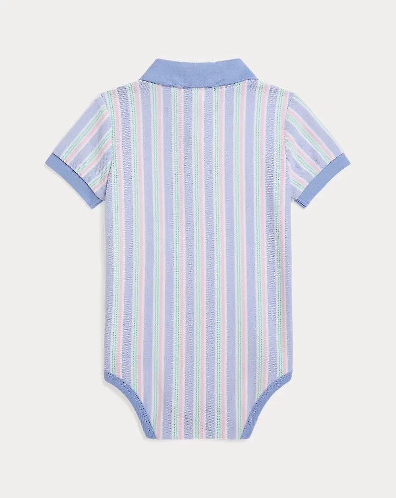 Striped Oxford Mesh Polo Bodysuit