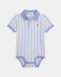 Striped Oxford Mesh Polo Bodysuit