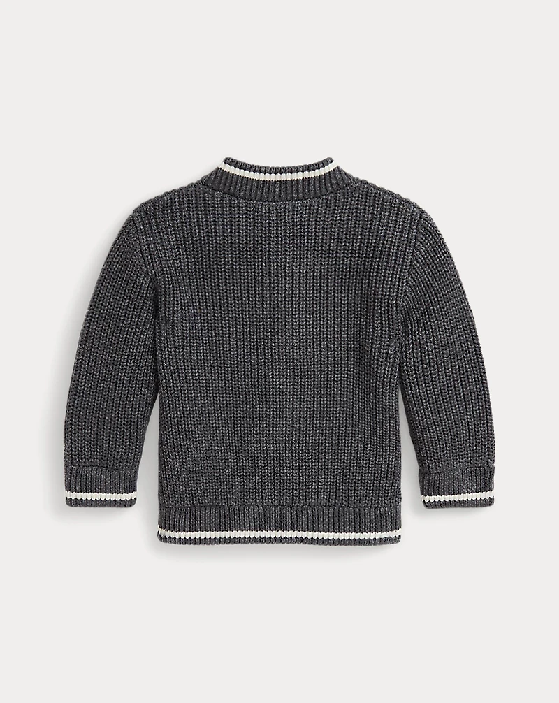 Cotton Letterman Full-Zip Sweater