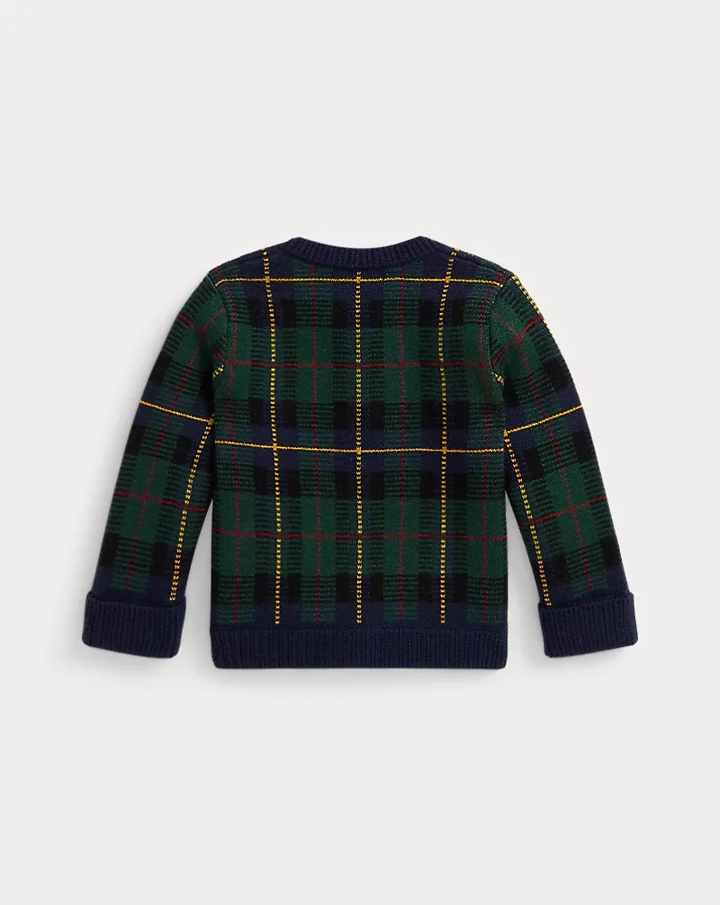 Plaid Washable Wool Cardigan