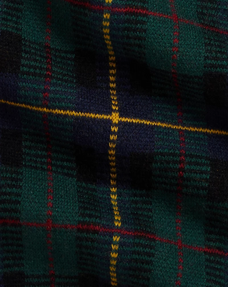 Plaid Washable Wool Cardigan