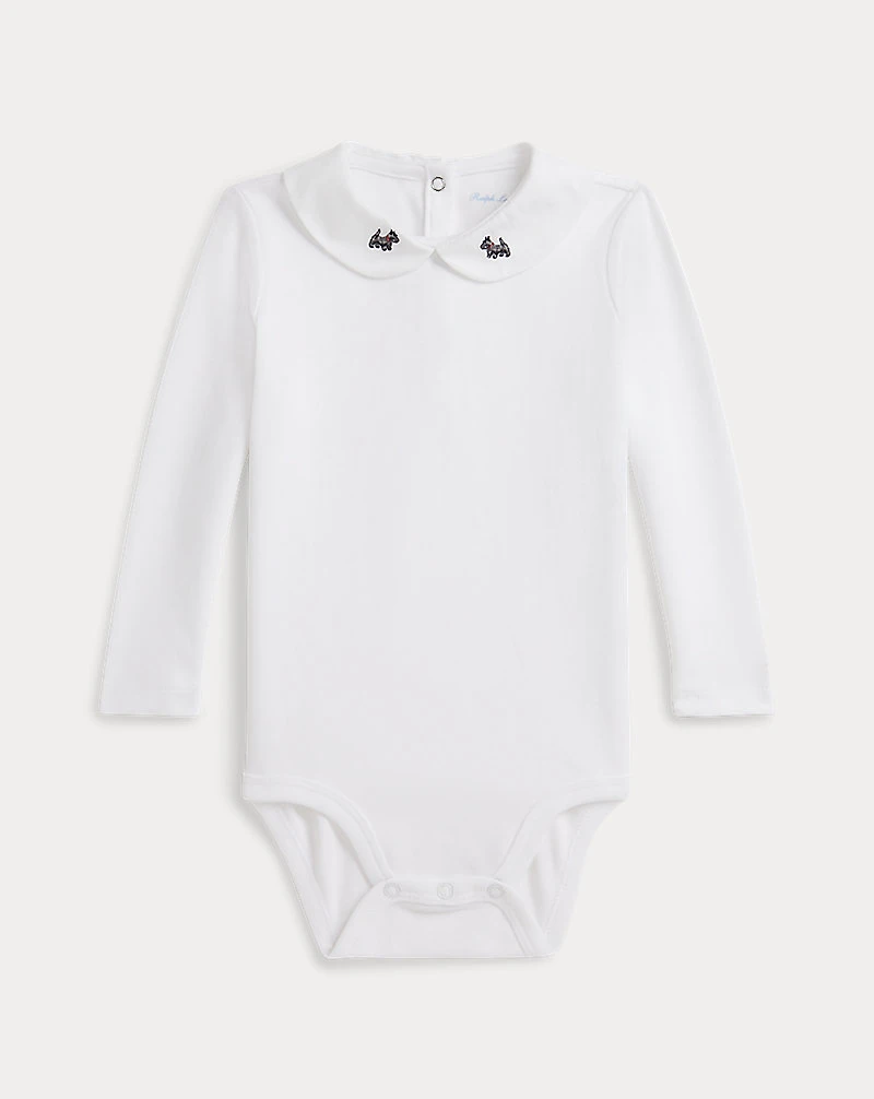 Embroidered-Collar Cotton Bodysuit