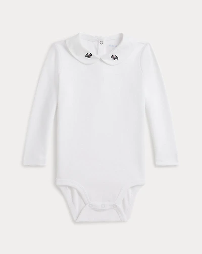 Embroidered-Collar Cotton Bodysuit