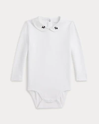 Embroidered-Collar Cotton Bodysuit