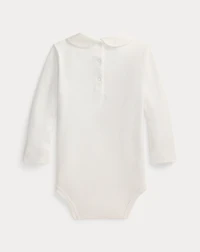 Embroidered-Collar Cotton Bodysuit