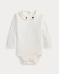 Embroidered-Collar Cotton Bodysuit