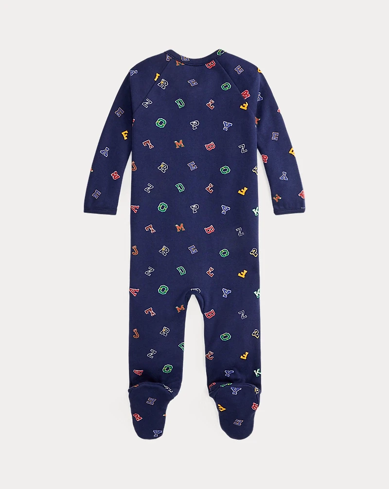 Alphabet-Print Cotton Footed Coverall