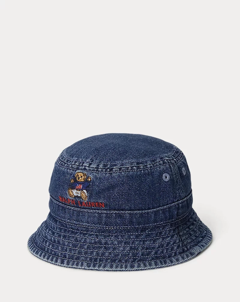 Polo Bear Indigo Denim Bucket Hat