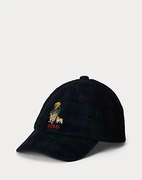 Plaid Polo Bear Corduroy Ball Cap