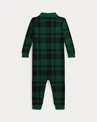 Plaid Cotton Mesh Polo Coverall