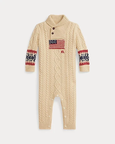 Flag Cable-Knit Cotton-Wool Coverall