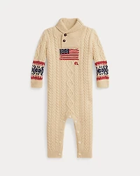 Flag Cable-Knit Cotton-Wool Coverall