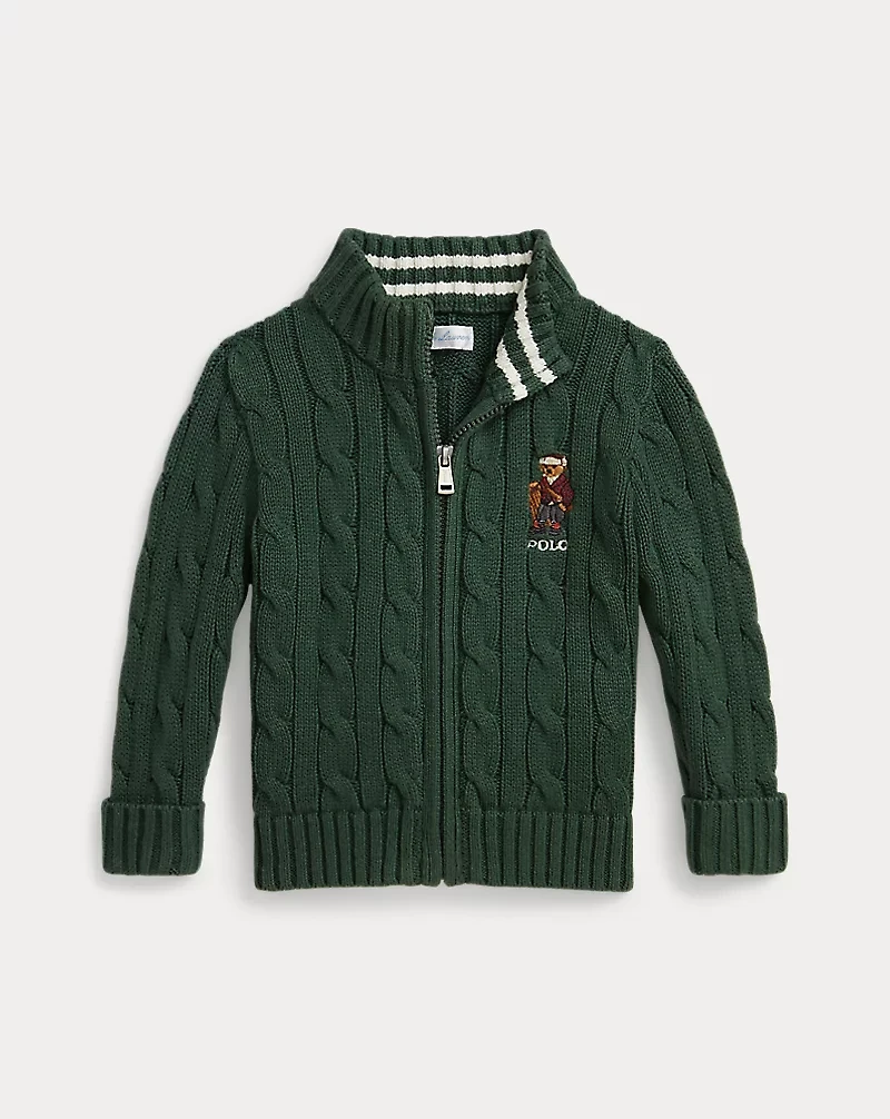 Polo Bear Cotton Full-Zip Sweater