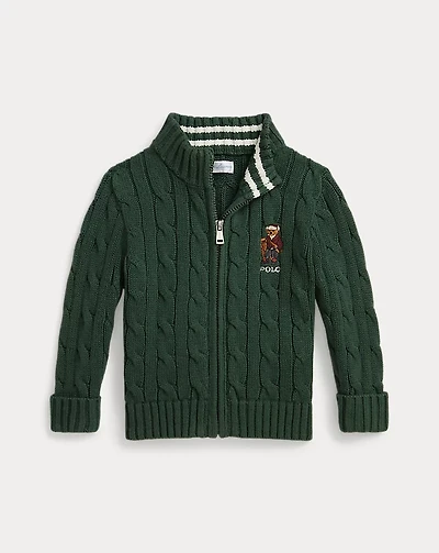 Polo Bear Cotton Full-Zip Sweater