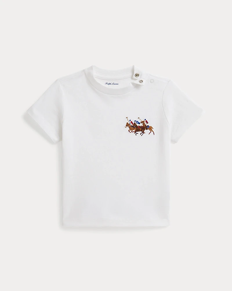 Triple-Pony Cotton Jersey Tee