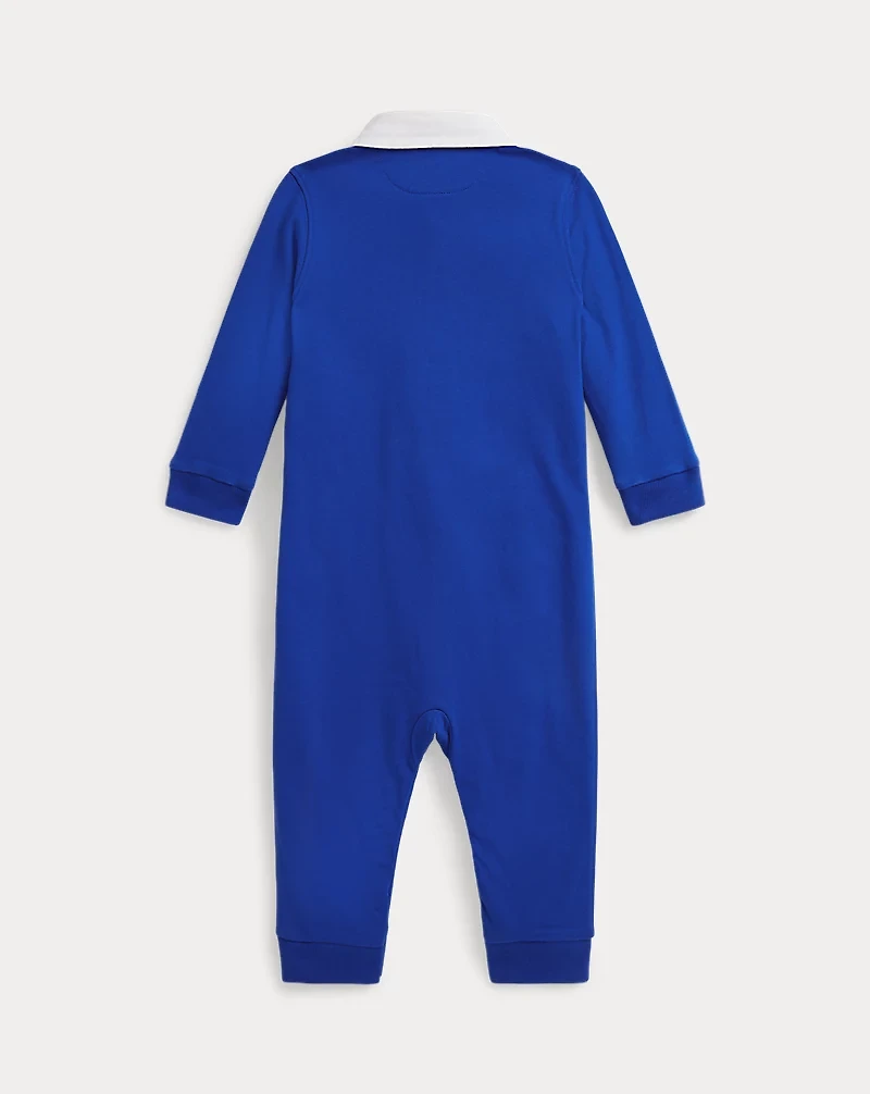 Equestrian-Print Cotton Rugby Coverall